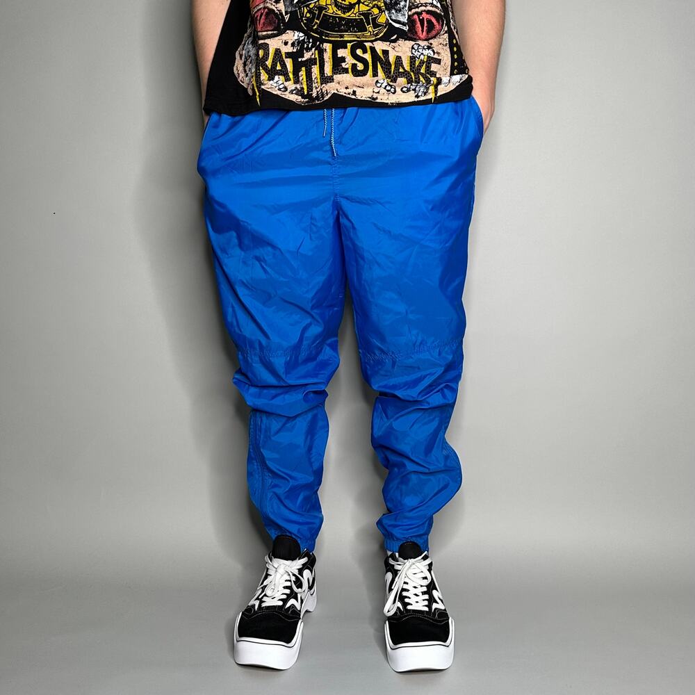 Vintage Nike Track Pants Royal Blue Nylon Joggers Subtle Embroidered Swoosh 90s - Picture 4 of 5